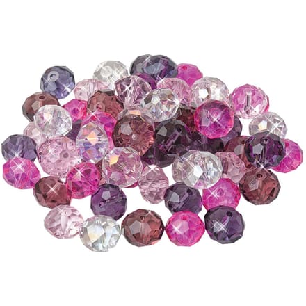 Glas geslepen kralen, 12 mm - Purper/Rozig