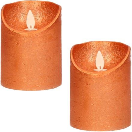 Anna's Collection Stompkaars - 3x - LED - koper - H10 cm - bewegende vlam - kaars