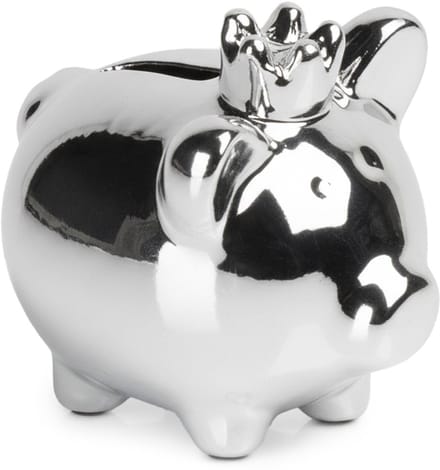 Spaarpot Keramiek Zilver Spiegel 9,5x7x8,5 cm - Spaarvarken - Spaardoel