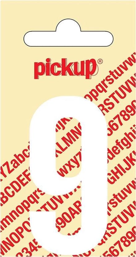 Pickup plakcijfer Nobel 60 mm wit 9 - 310120609