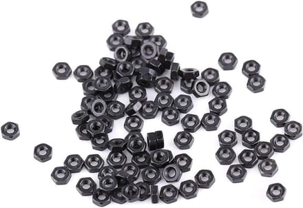 100 Stuks Zwarte Gegalvaniseerde Moeren M2-M5 van Koolstofstaal, Hexagon Moeren voor Diverse Toepassingen