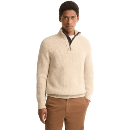 Barbour Essentials Fleck Half Zip Trui Heren (Maat - L, Kleur - Pearl)