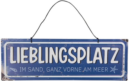 Clayre & Eef Tekstbord 30x10 cm Blauw Metaal