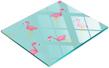 Keuken serveerplank van gehard glas met flamingo-afbeeldingen, 60x52 cm