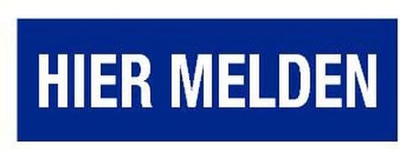 Hier melden tekstbord - kunststof 200 x 75 mm