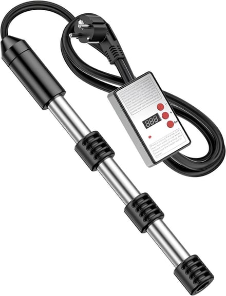 Draagbare Waterverwarmer - Dompelverwarmer Onderdompelbaar - Snel Water Verwarmen - Digitale Temperatuurweergave - 35cm Hoog