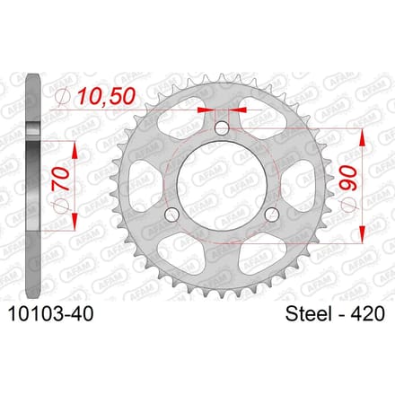 Stalen tandwiel Afam 420 40 dents