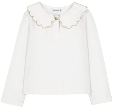 MAYORAL L/s Basic Polo Tops & T-shirts Meisjes - Shirt - Gebroken wit - Maat 92