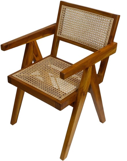 Teakhouten rotan fauteuil Nico