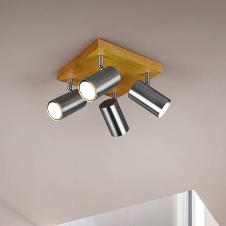Trio Lighting Marley plafondspot, mat nikkel, 4-lamps