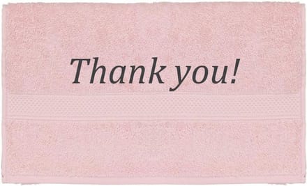 Handdoek - Thank you - 100x50cm - Roze