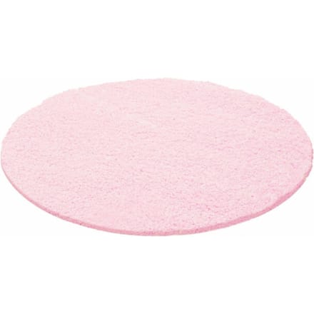 Muratap Basic rond shaggy vloerkleed roze hoogpolig- 120 cm rond