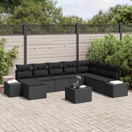 vidaXL Tuin Sofa Set 9 st poly rattan