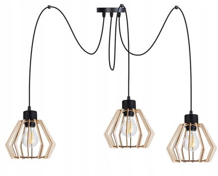 Hanglamp Zwis Loft 3xE27 Houten Kappen Zwart