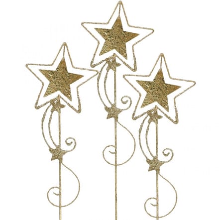Decoratie plug ster goud glinsterend H54cm 4st, 4 Stück