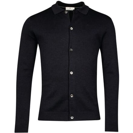 Thomas Maine Vest Button Cardigan Polo Collar Half Milano Knit Navy / male