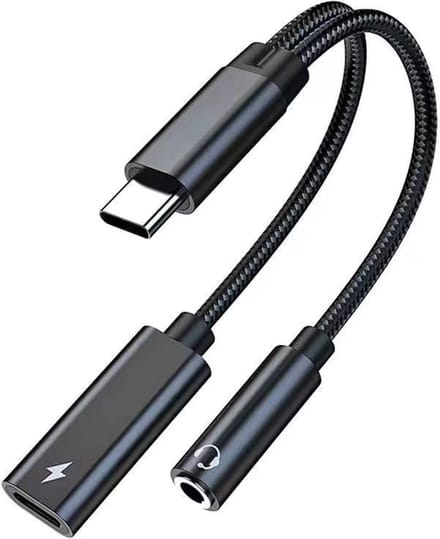 DrPhone AudioFlex Connect – 2-In-1 Type C Naar 3.5 Jack Adapter – Ondersteunt DAC – Audio Adapter - Zwart