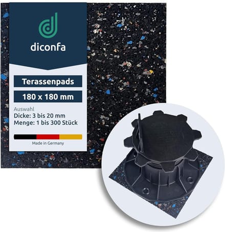 Set van 40 Rubber Tegels voor Terras en Onderstel - 180x180mm met 10mm Dikte