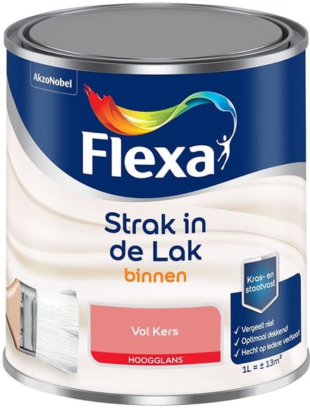 Flexa - Strak In De Lak Binnenlak Hoogglans - Vol Kers - Mengverf - 1 L