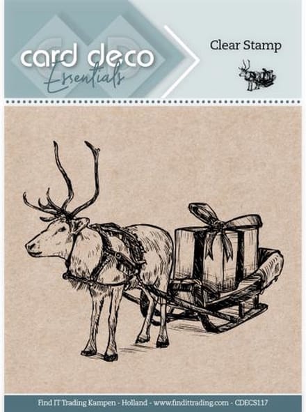 Card Deco Essentials Clear Stamps - Reindeer with Sleigh