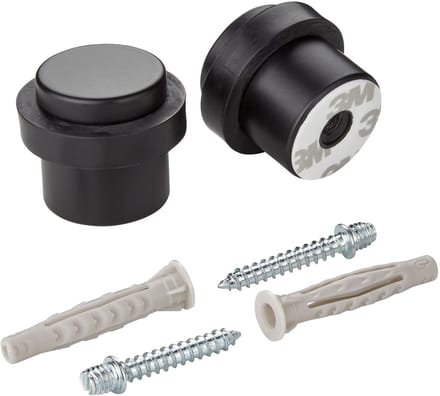 SOTECH set van 2 deurstoppers STOPPER (Ø 36 mm, hoogte 32 mm, staal, matzwart gepoedercoat) Deurstopper met rubberen buffer