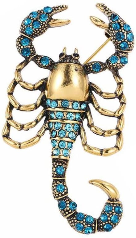 Fako Bijoux® - Broche - Schorpioen - 32x55mm - Turquoise - Goudkleurig