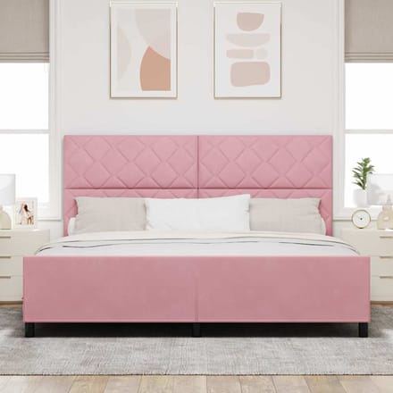 vidaXL - Boxspring - bed - met - hoofdeinde - Roze - 200 - x - 200 - cm - Fluweel