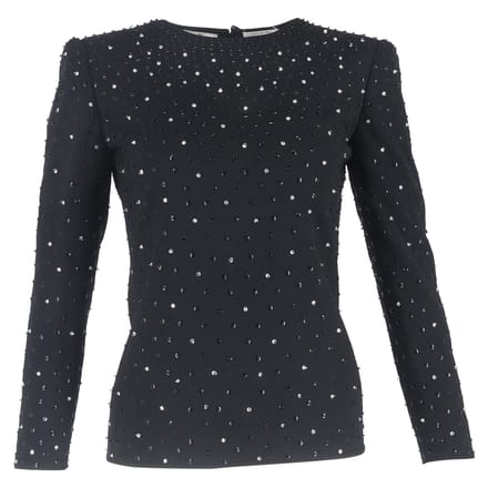 Valentino Garavani top met lange mouwen en versieringen in zwart polyester