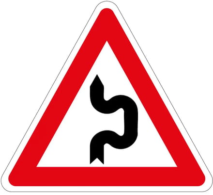 Dubbele S bocht rechts sticker | 30 cm