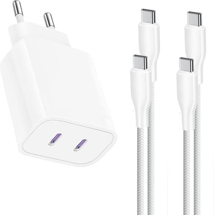 Snel Oplader geschikt voor Samsung - Dual Snellader met USB-C Kabels 1 Meter