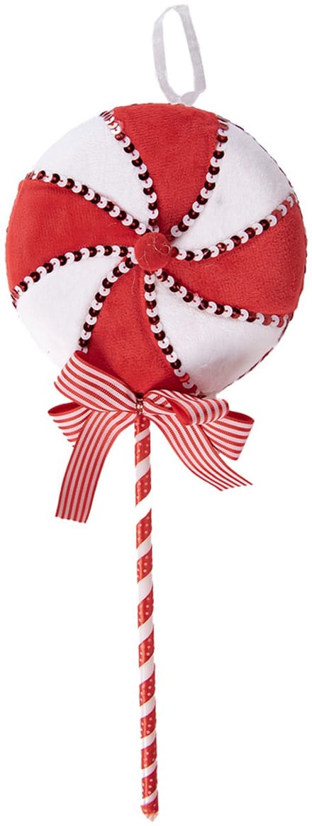 Clayre & Eef Kersthanger Lolly 41 cm Rood Wit Kunststof