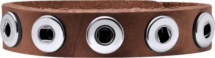 Quiges Dames Leren Armband voor 12mm Drukknopen/Chunks Bruin - EBK035