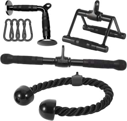 Fitness Accessoires Set - Kabelmachine Accessoires - Kracht Training - Universeel Ontwerp - Set van 4 - Zwart