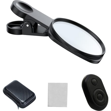 Caméra Arrière de Téléphone Miroir Selfie avec Télécommande BT pour Selfie Vlog Diffusion en Direct noir
