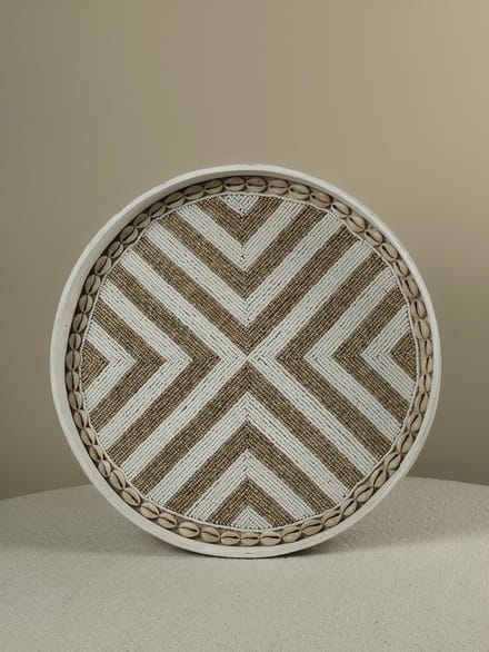 Blitzdeco - Decoratief Dienblad - Bodhi - Handgemaakt Kralen & Schelpen - Beige Wit - Large