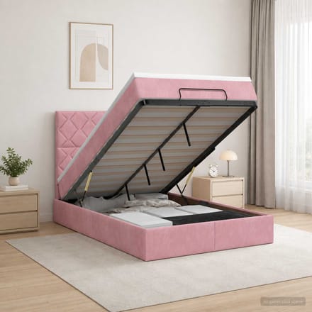 vidaXL - Ottoman - bed - met - matras - met - hoofdeinde - Roze - 120 - x - 200 - cm - Fluweel