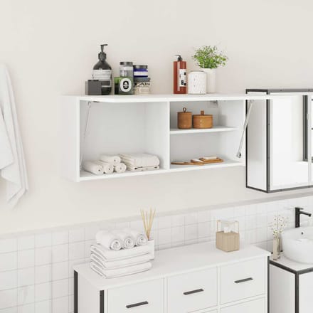 Meuble Haut Mural de Salle de Bain Blanc 100 x 25 x 40 cm Panneau de Particules