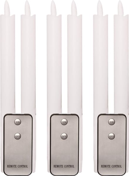 Anna's Collection LED dinerkaarsen - 6x - wit - 23 cm - met afstandsbediening