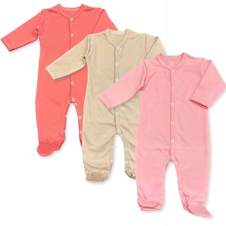Dartomik - 3-PAK Set van Babypyjama's - 50 - Rozig - 100% Katoen - Oeko-Tex