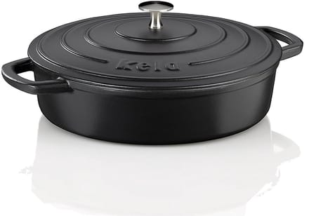Braadpan, Gietijzer, Laag, Zwart, 28 cm - Kela | Calido