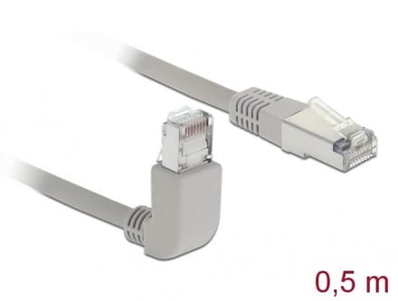 Delock Network cable RJ45 Cat.5e SF/UTP upwards angled / straight 0,5 m