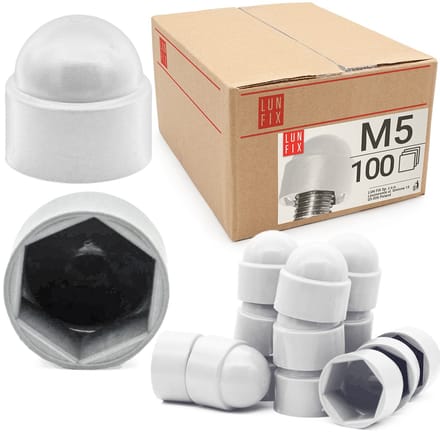 LUN FIX - Schroefkap - Zeskant Dekking - M05 - 100 Stuks - Wit - Beschermkappen