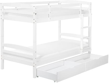 REGAT - Stapelbed met opbergruimte - Wit - 90 x 200 cm - Dennenhout