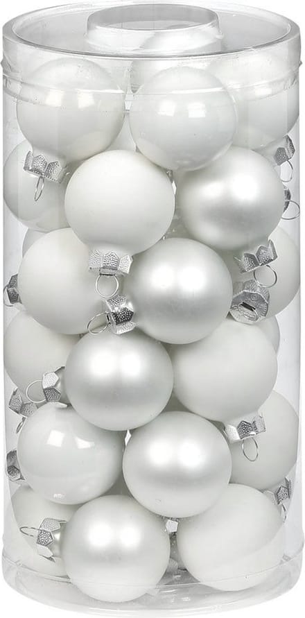 Inge Christmas Kerstballen - klein formaat - 30x st - wit - D4 cm - glas - glans en mat