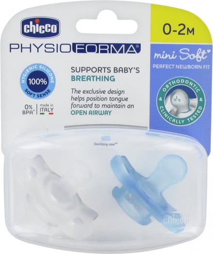 Chicco Fopspeen Physio Soft 0m+ Siliconen Blauw/transparant