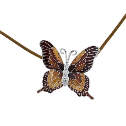 Behave - Vlinder ketting dames - Emaille bruin - Bohemian sieraden trend