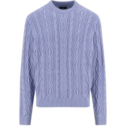 Fynch-Hatton Trui Mock-Neck Coastal Cable New Breeze / male