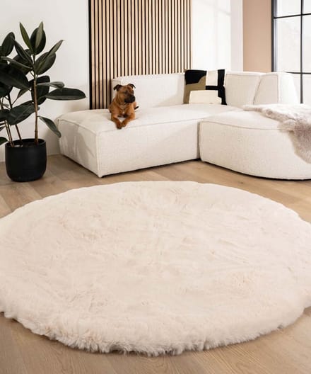 Fluffy vloerkleed rond - Comfy Deluxe crème 120