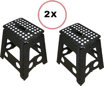 Benson Opvouwbare Kruk Zwart/Wit - 2 Stuks