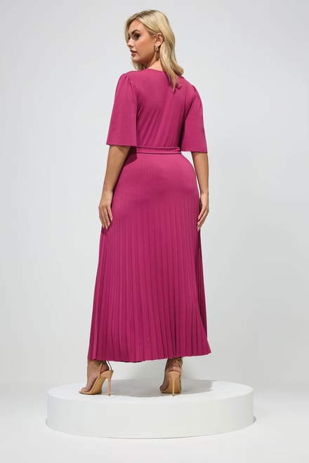Yours London Donkerroze Geplooide Maxijurk Met Knoop Size 48
